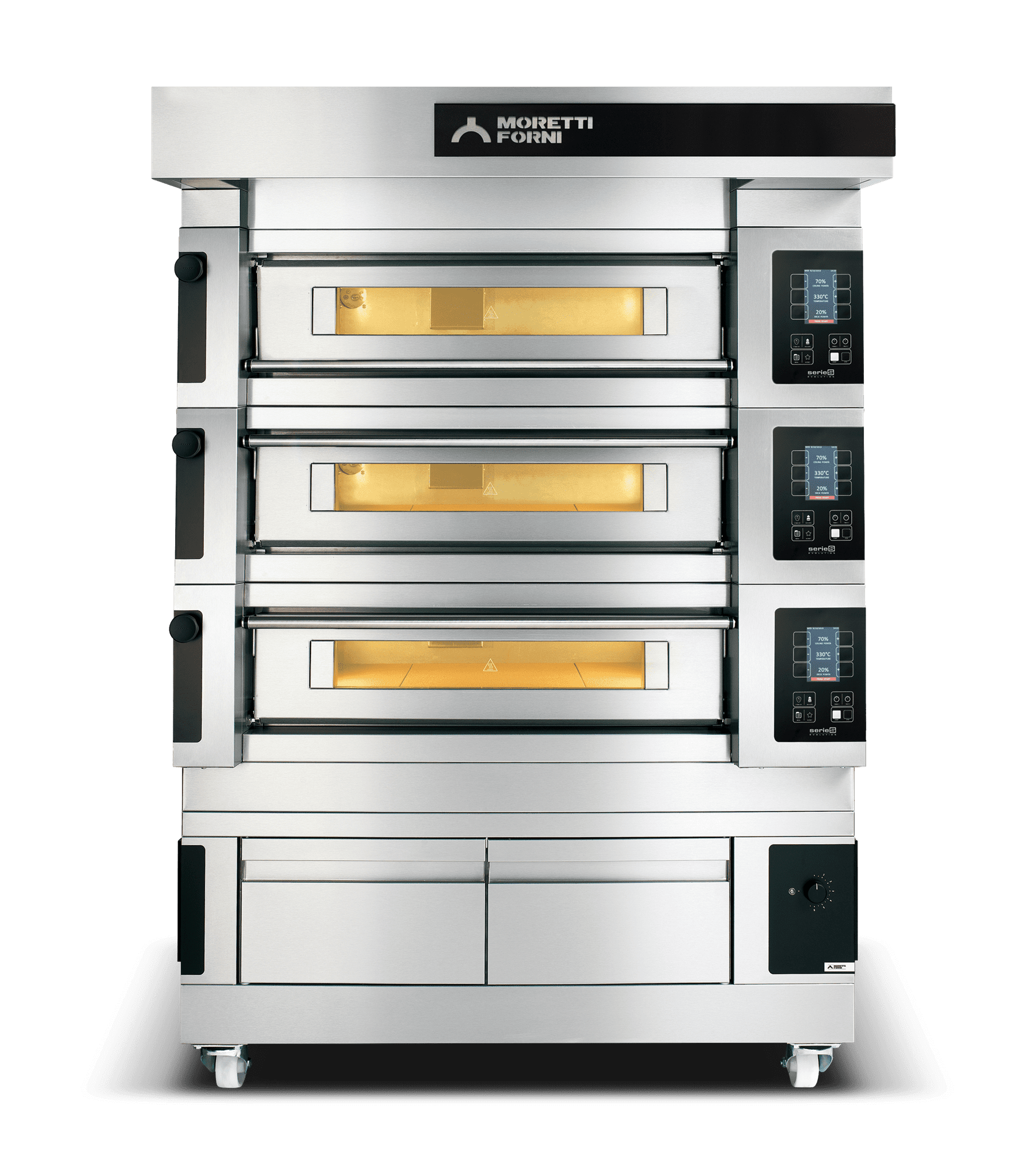 MORETTI FORNI SERİ S 100E MODÜLER ELEKTRİKLİ BUHARLI, MAYALANDIRMALI ÇOK AMAÇLI KATLI FIRIN 1x22 CM + 2x16 CM resmi