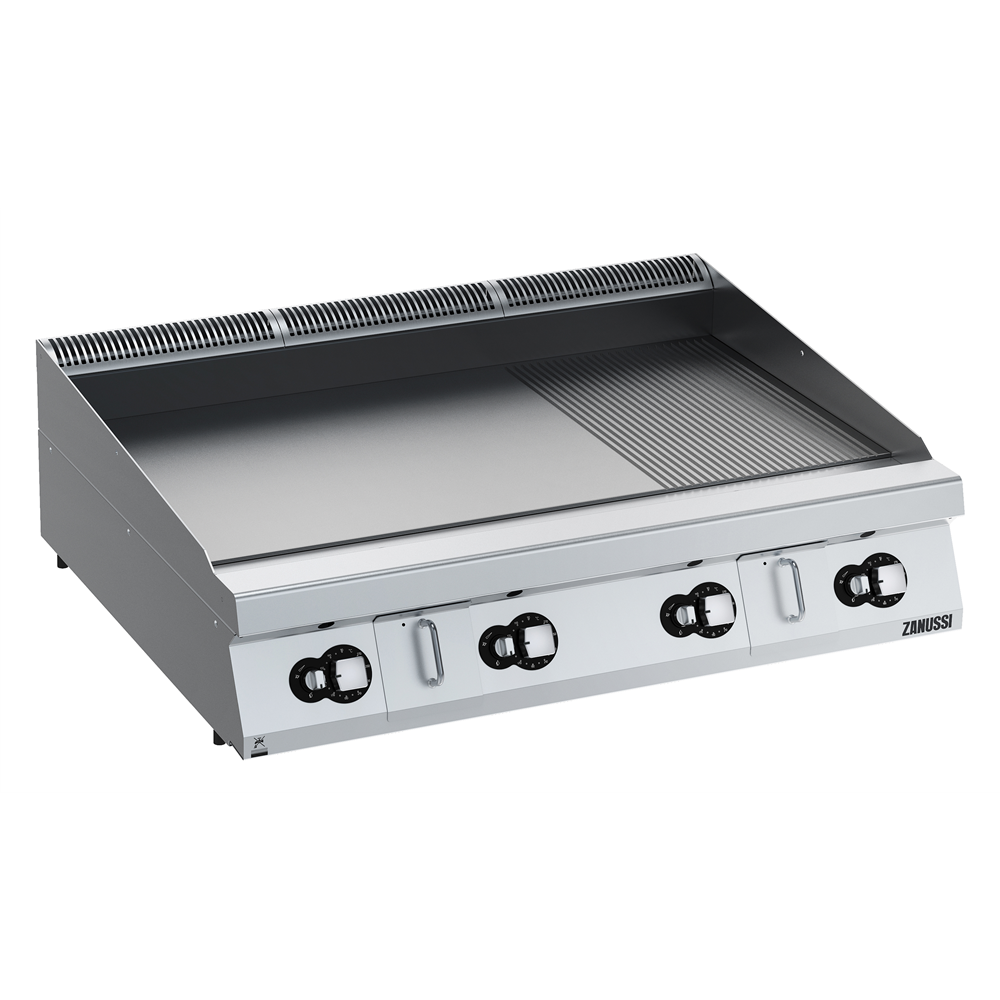 ZANUSSI EVO 900 SERİSİ SET ÜSTÜ KROM PLEYTLİ 2/3 DÜZ + 1/3 NERVÜRLÜ GAZLI IZGARA, HP resmi